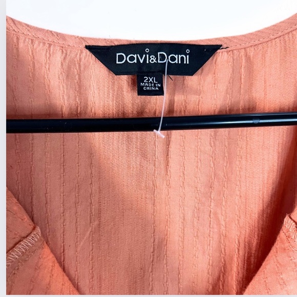 Oversized Baby Doll Coral Short Sleeve Tiered Top Size 2X - Picture 6 of 9